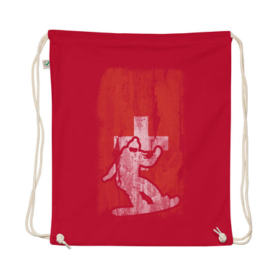 Swiss Flag 1 And Snowboarding - Organic Turnbeutel snowboarden Rot