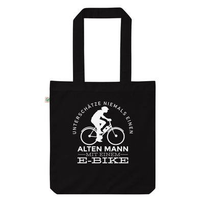 Alter Mann mit einem E-Bike - Organic Einkaufstasche e-bike Schwarz