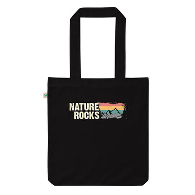 Nature Rocks - Organic Einkaufstasche berge camping wandern Schwarz
