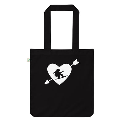 Arrow Heart Und Snowboarden - Organic Einkaufstasche snowboarden Black