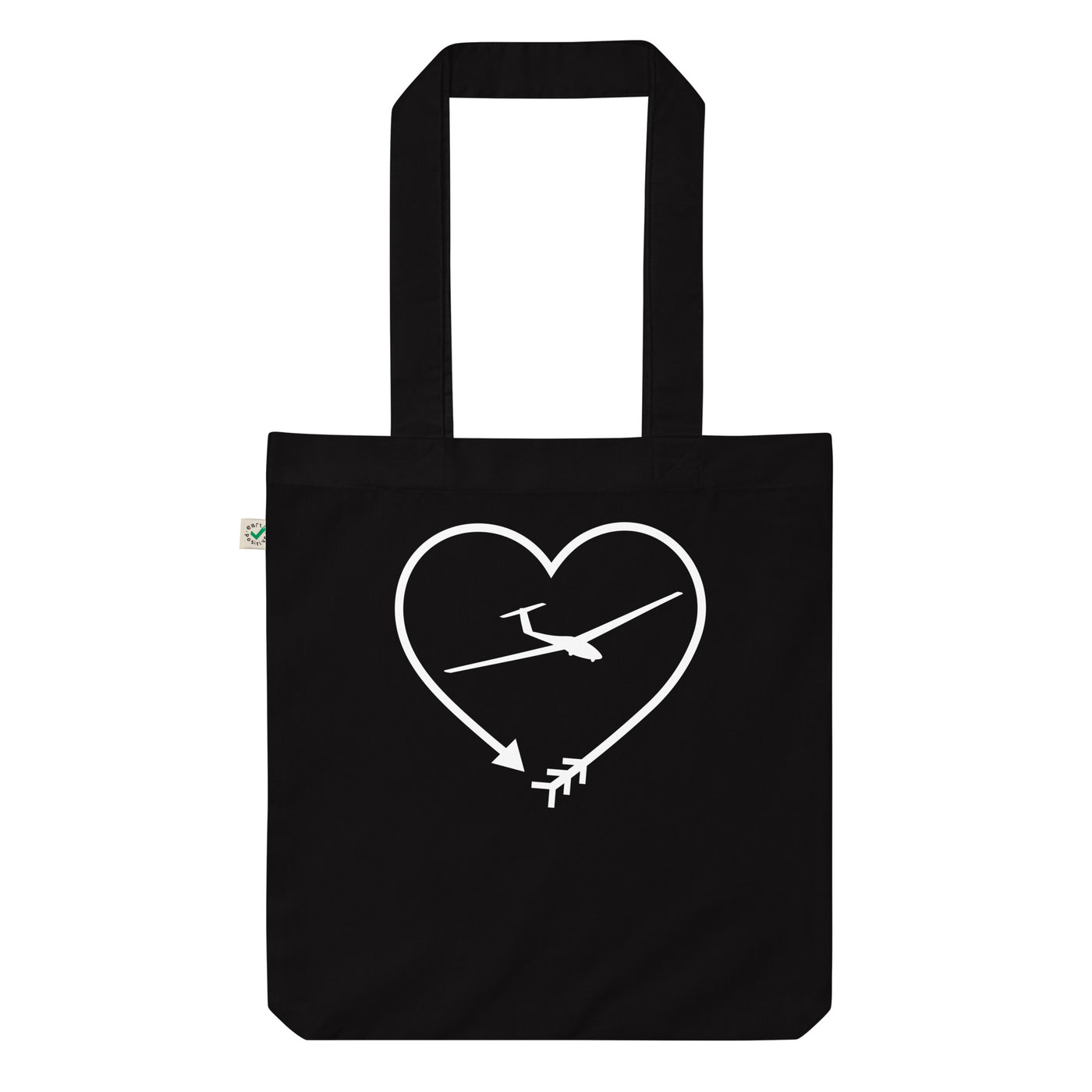 Pfeil, Herz Und Segelflugzeug - Organic Einkaufstasche berge Black