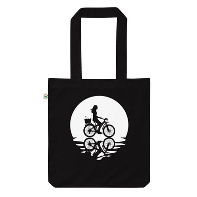 Kreis Und Spiegelung – Weibliches Radfahren - Organic Einkaufstasche fahrrad Black