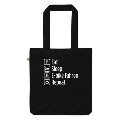 Eat Sleep E-Bike Fahren Repeat - Organic Einkaufstasche e-bike Black
