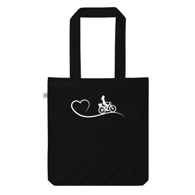 Herz Und Radfahrerin - Organic Einkaufstasche fahrrad