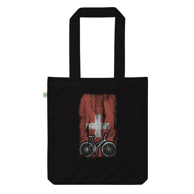 Schweizer Flagge Und Radfahren - Organic Einkaufstasche fahrrad Black