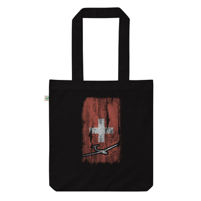 Schweizer Flagge Und Segelflugzeug - Organic Einkaufstasche berge Black