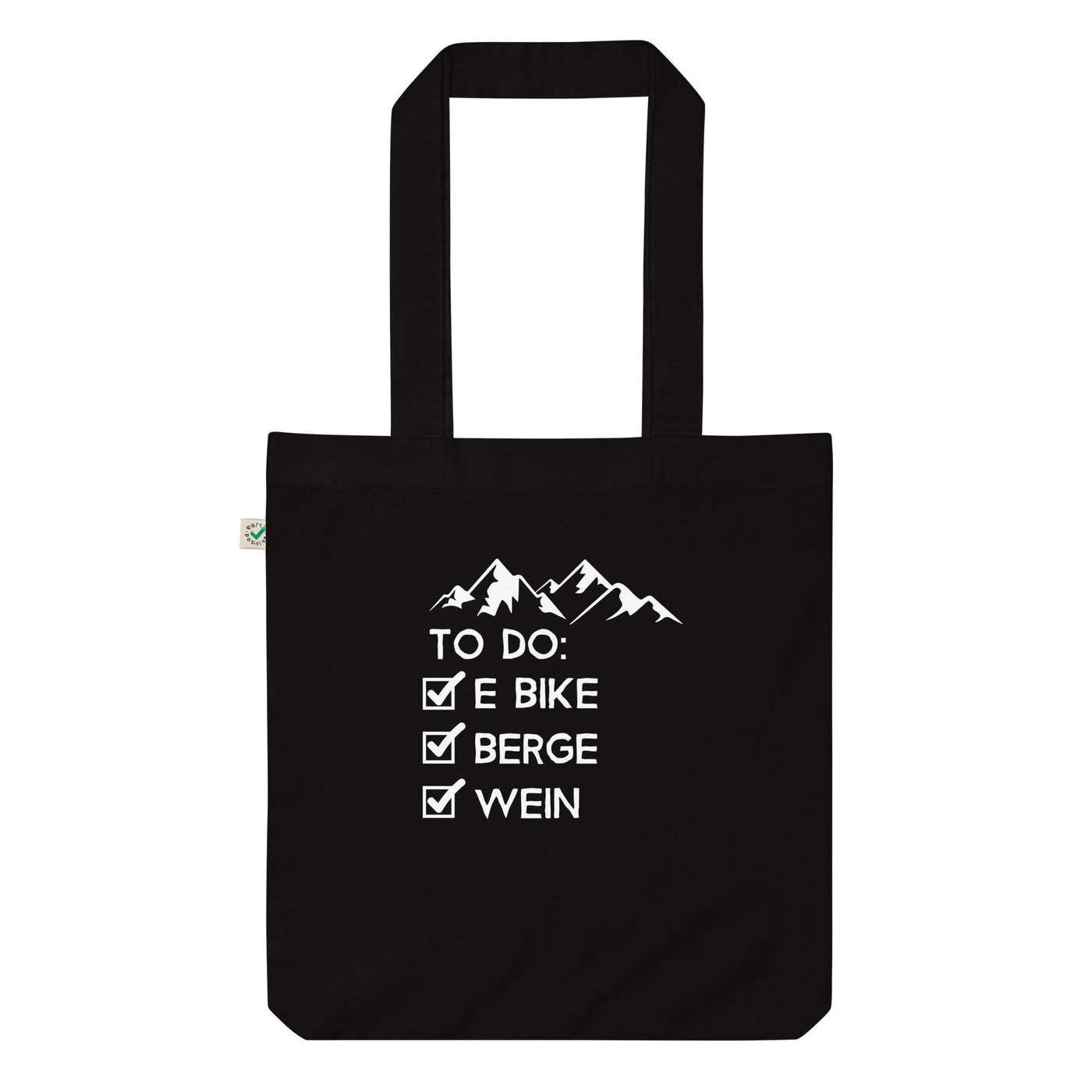 To Do Liste - E-Bike, Berge, Wein - Organic Einkaufstasche e-bike Black