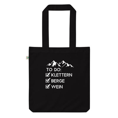 To Do Liste - Klettern, Berge, Wein - Organic Einkaufstasche klettern Black