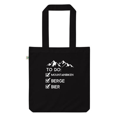 To Do Liste - Mountainbiken, Berge, Bier - (M) - Organic Einkaufstasche Black