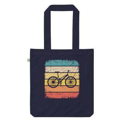 Vintage Square and Cycling - Organic Einkaufstasche fahrrad Navy