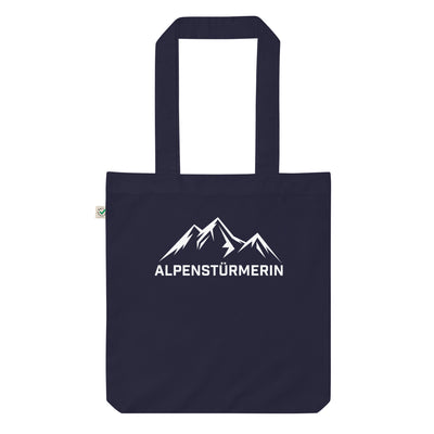 Alpenstürmerin - Organic Einkaufstasche berge wandern Navy