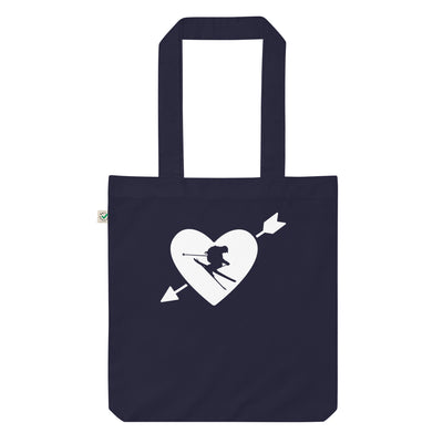 Arrow Heart Und Skifahren - Organic Einkaufstasche klettern ski Navy
