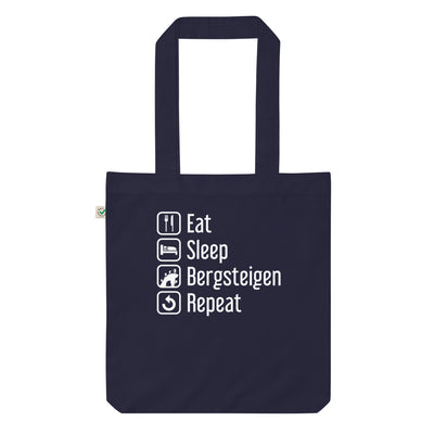 Eat Sleep Bergsteigen Repeat - Organic Einkaufstasche klettern Navy