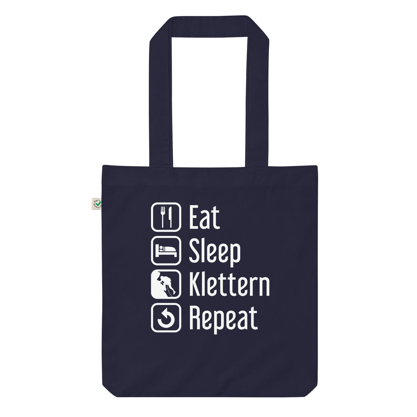 Eat Sleep Klettern Repeat - Organic Einkaufstasche klettern Navy