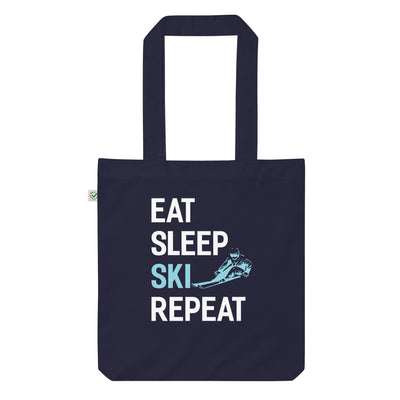 Eat Sleep Ski Repeat - Organic Einkaufstasche klettern Navy