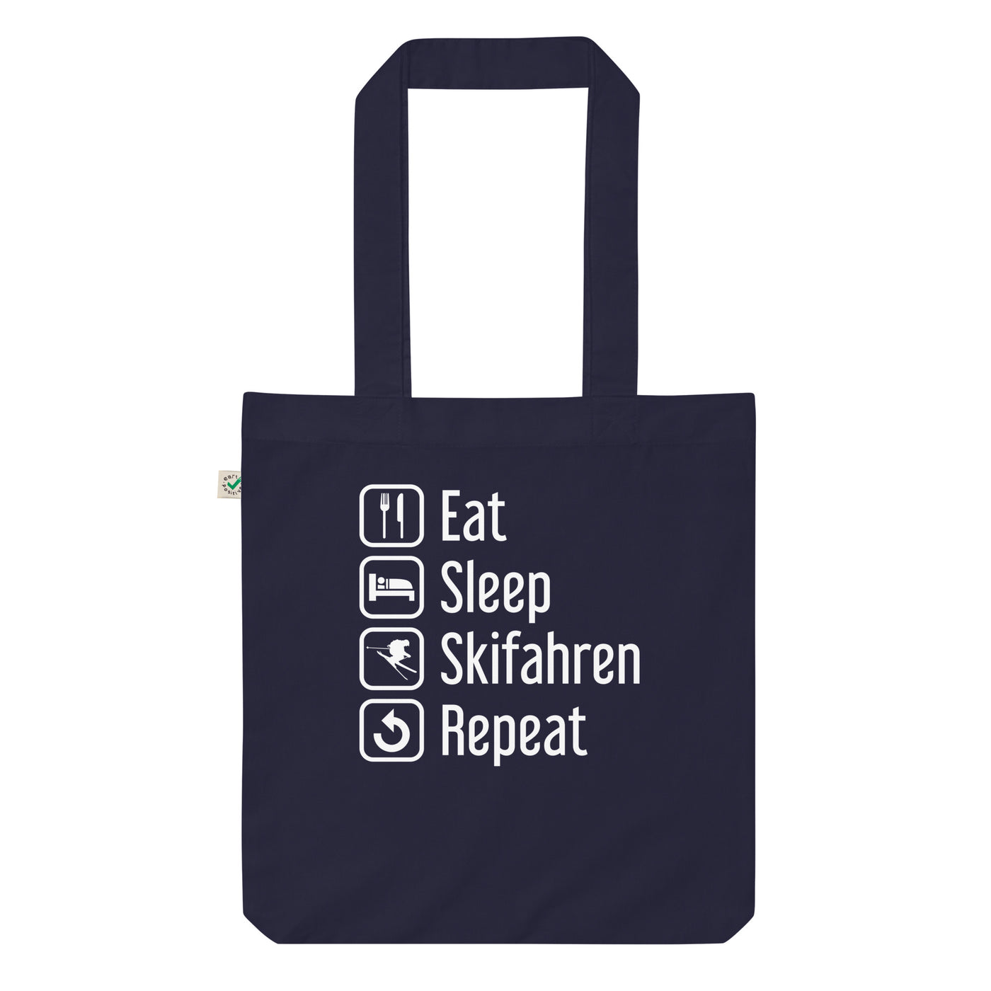 Eat Sleep Skifahren Repeat - Organic Einkaufstasche klettern ski Navy