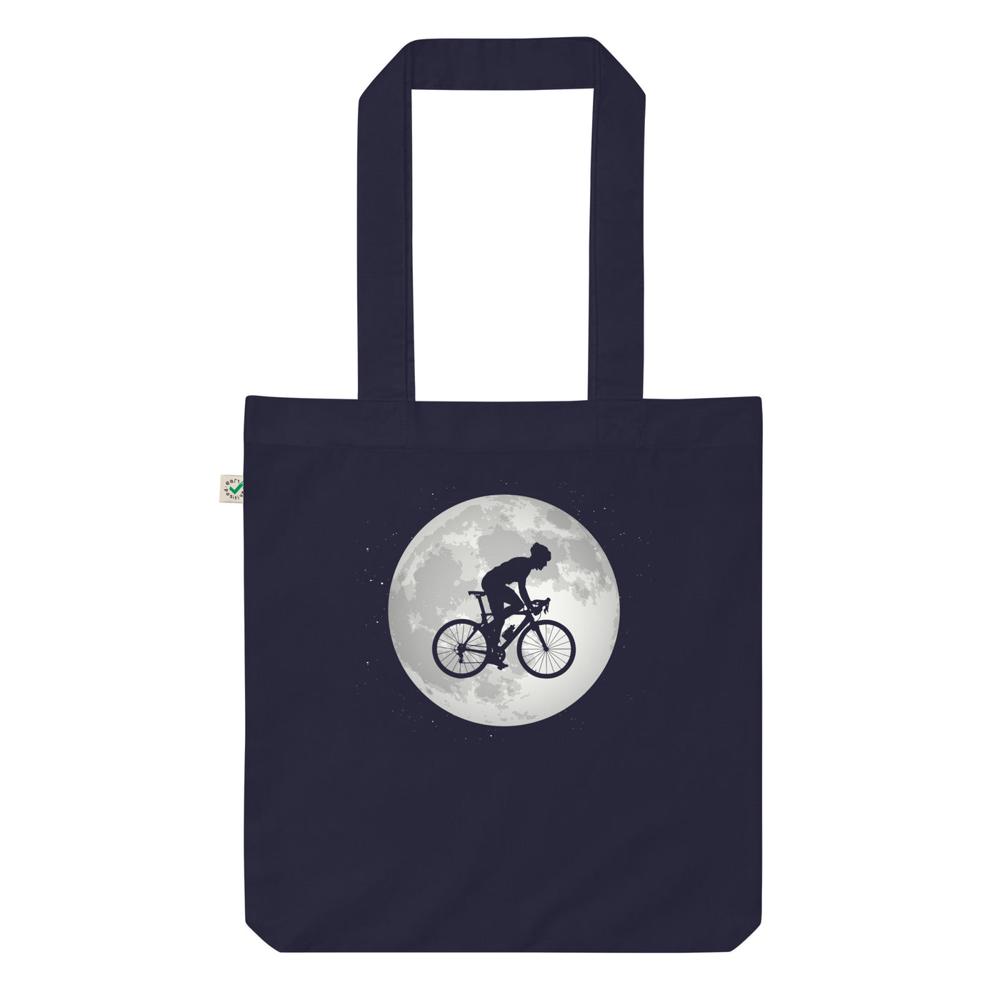 Vollmond - Mann Radfahrend - Organic Einkaufstasche fahrrad