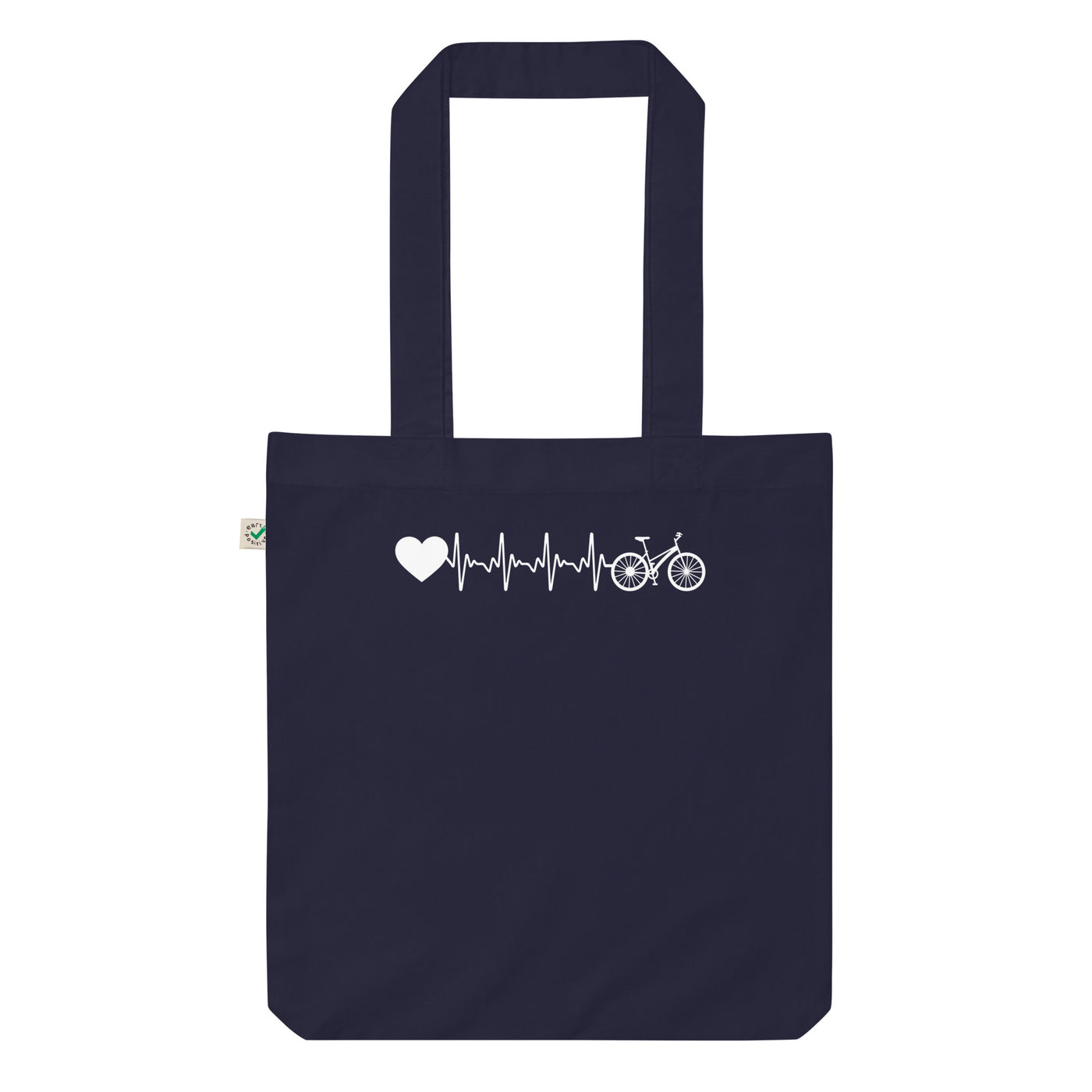 Herzschlag Herz Und Fahrrad - Organic Einkaufstasche fahrrad Navy
