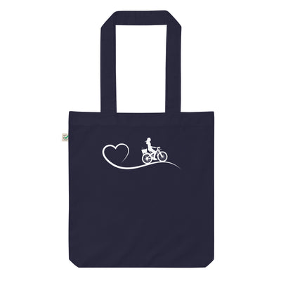 Herz Und Radfahrerin - Organic Einkaufstasche fahrrad Navy