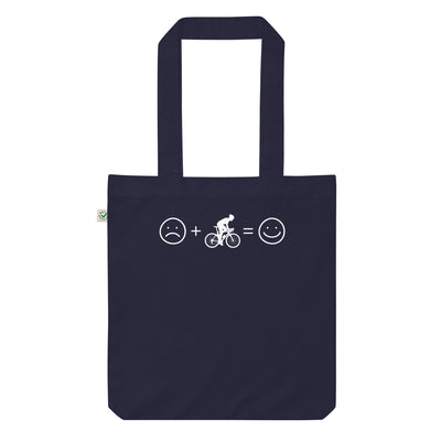 Lächelndes Gesicht Und Radfahren - Organic Einkaufstasche fahrrad Navy