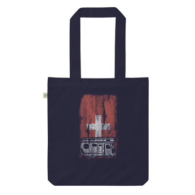 Schweizer Flagge Und Camping - Organic Einkaufstasche camping Navy
