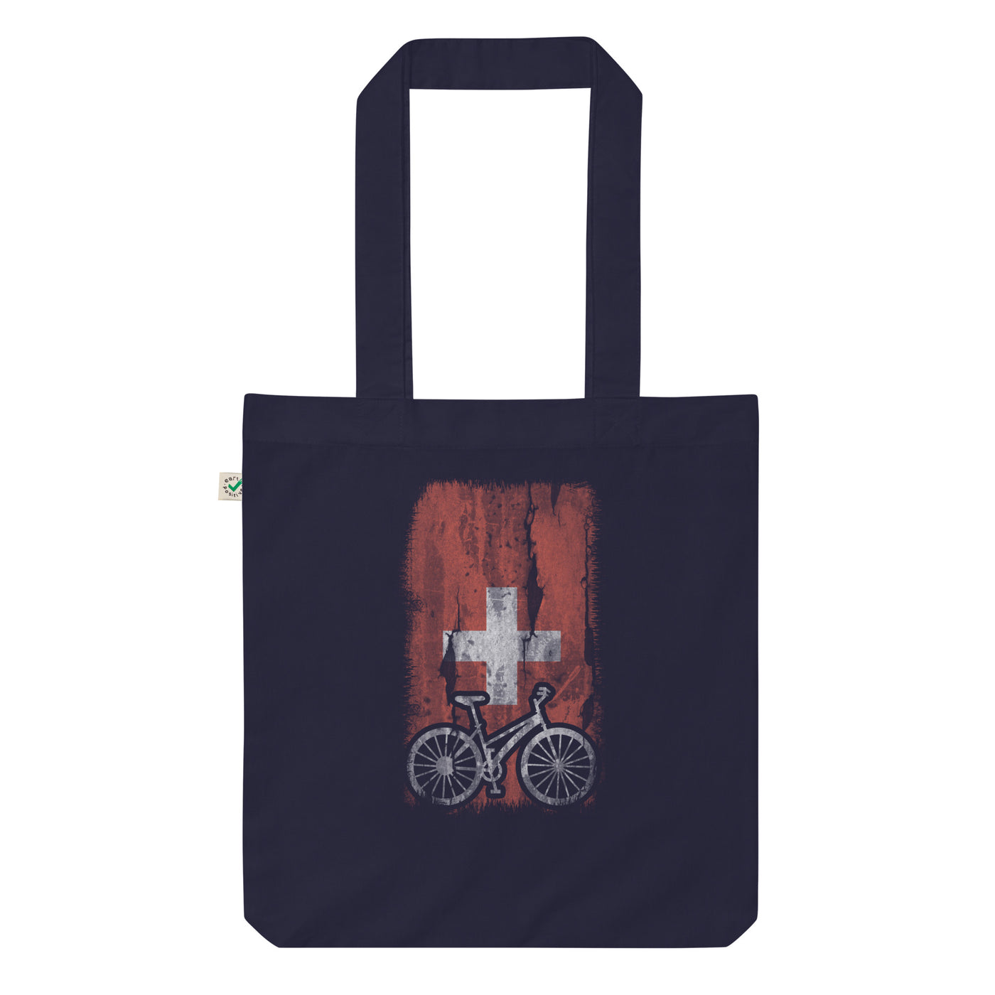 Schweizer Flagge Und Radfahren - Organic Einkaufstasche fahrrad Navy