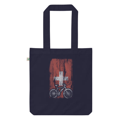 Schweizer Flagge Und E-Bike - Organic Einkaufstasche e-bike Navy
