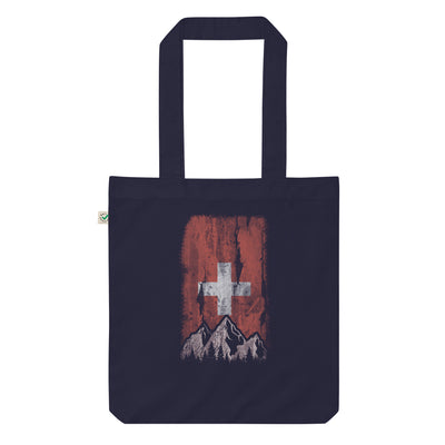 Schweizer Flagge Und Berg - Organic Einkaufstasche berge Navy