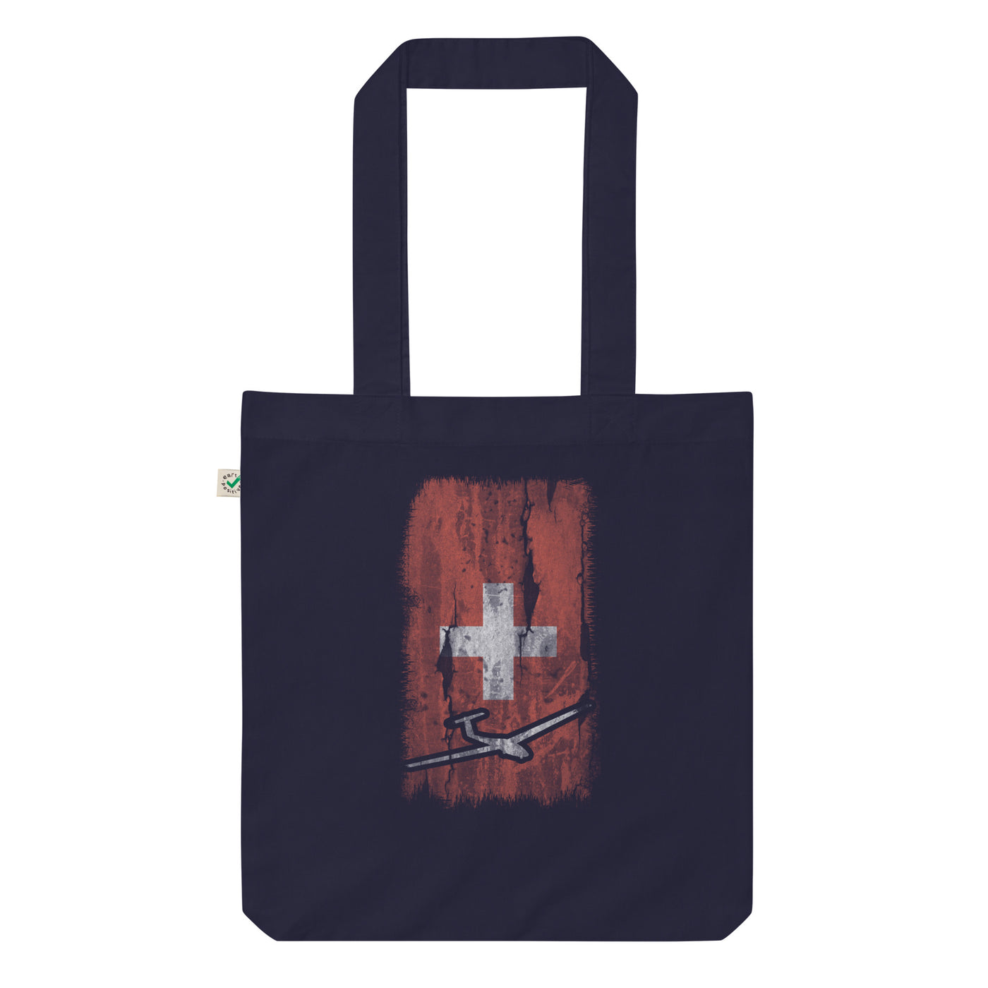 Schweizer Flagge Und Segelflugzeug - Organic Einkaufstasche berge Navy