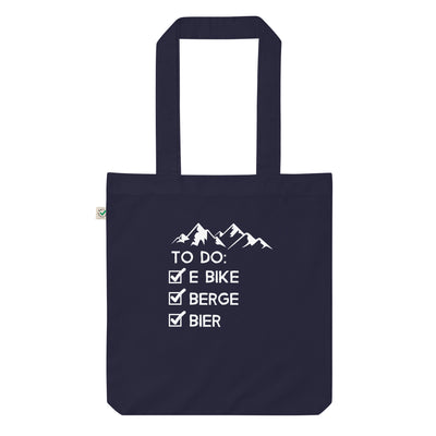 To Do Liste - E-Bike, Berge, Bier - Organic Einkaufstasche e-bike Navy