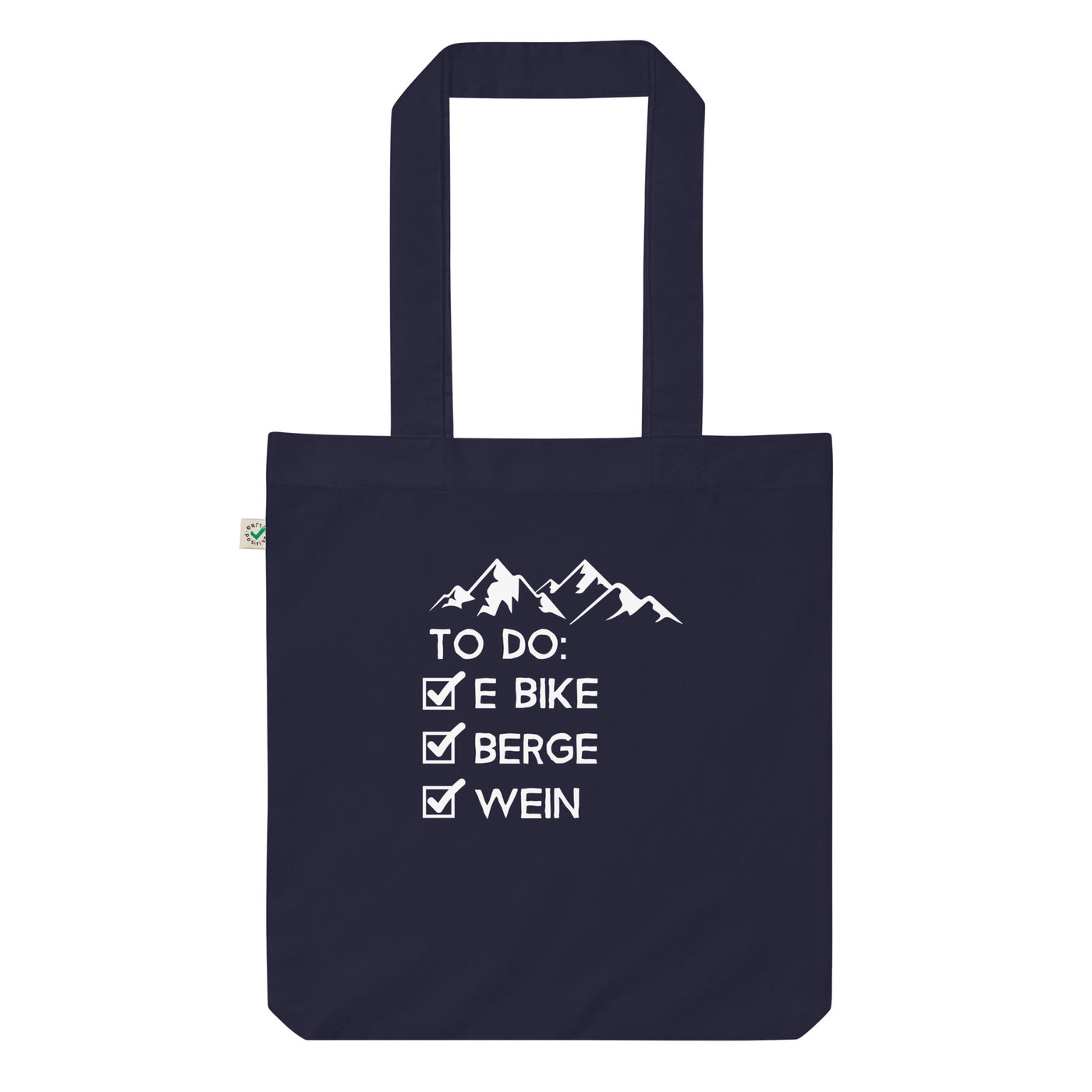 To Do Liste - E-Bike, Berge, Wein - Organic Einkaufstasche e-bike Navy