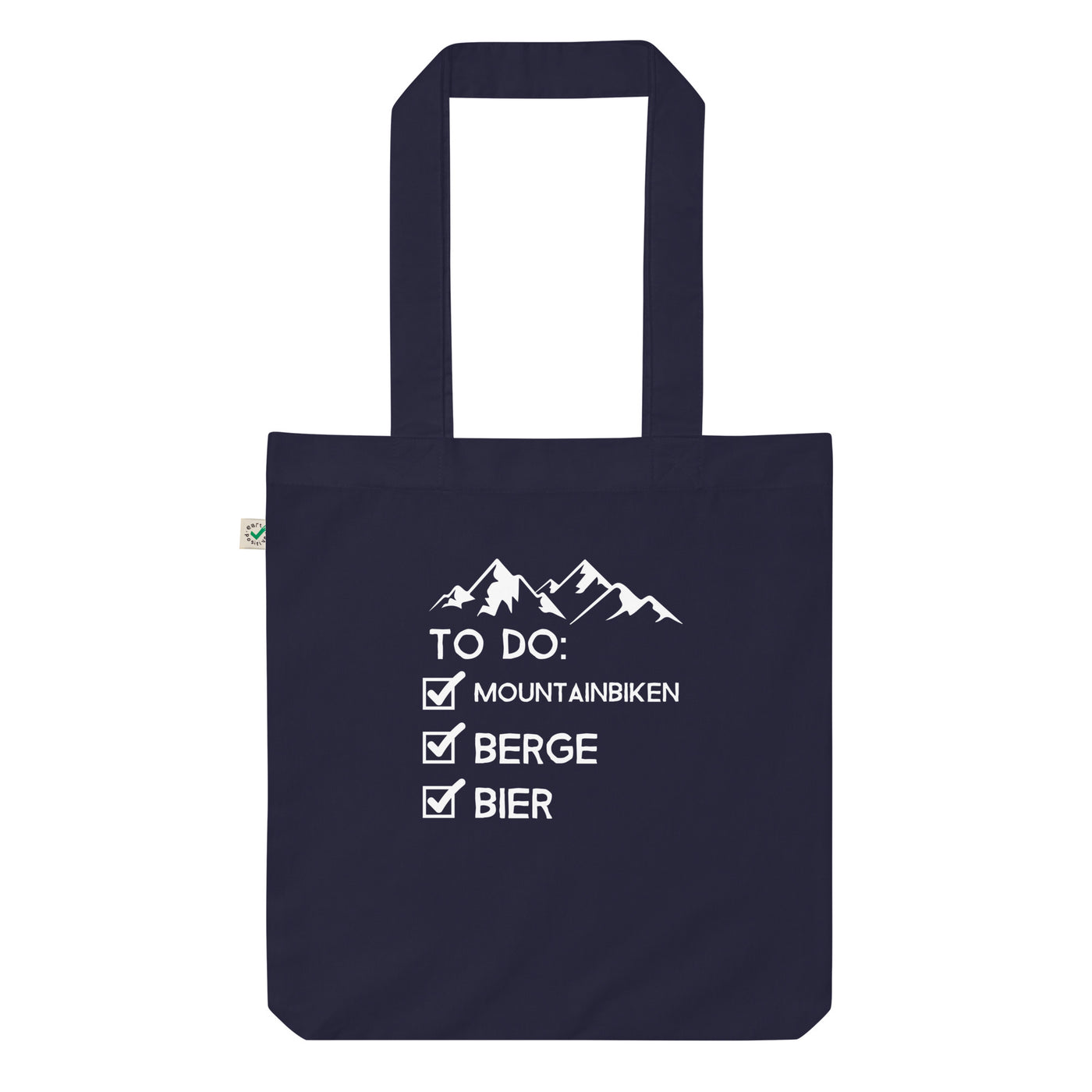 To Do Liste - Mountainbiken, Berge, Bier - (M) - Organic Einkaufstasche Navy