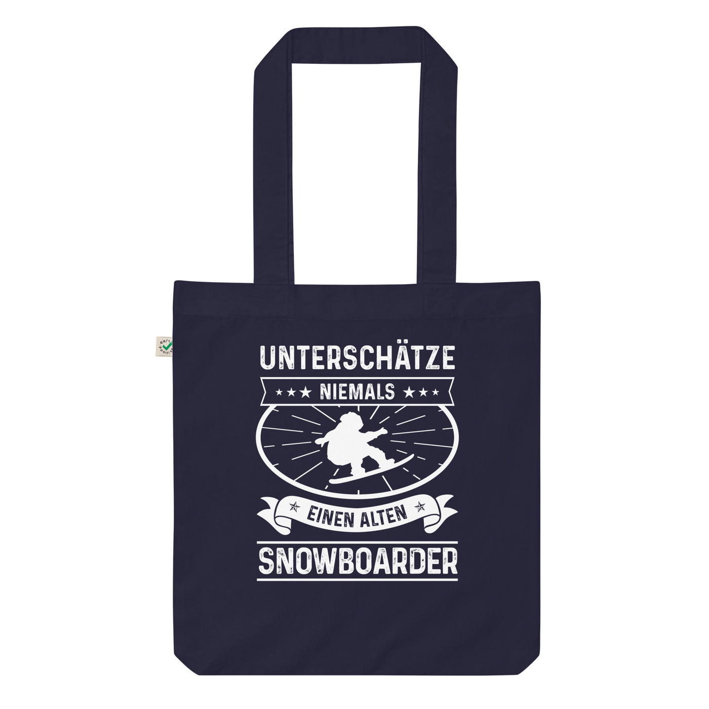 Unterschatze Niemals Einen Alten Snowboarder - Organic Einkaufstasche snowboarden Navy