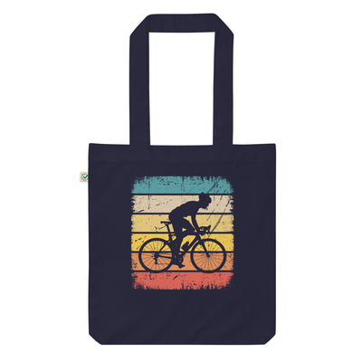 Vintage Quadrat Und Cycling 1 - Organic Einkaufstasche fahrrad Navy