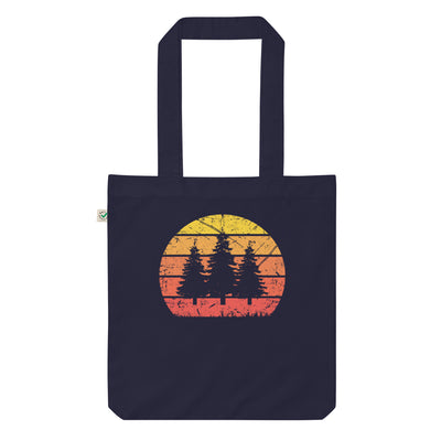 Vintage Sonne Und Bäume - Organic Einkaufstasche camping Navy