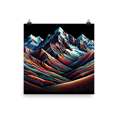 Pointillistische Darstellung der Alpen, Farbpunkte formen die Landschaft - Premium Poster (glänzend) berge xxx yyy zzz 25.4 x 25.4 cm
