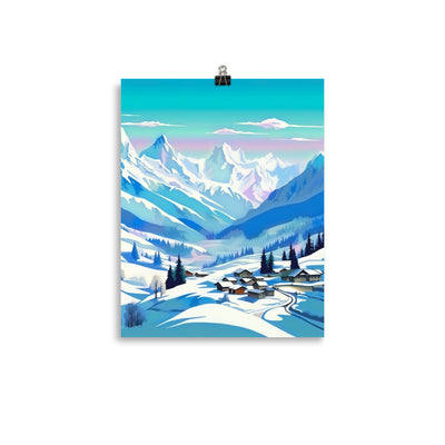Berge und Schnee - Landschaft - Premium Poster (glänzend) ski xxx 27.9 x 35.6 cm