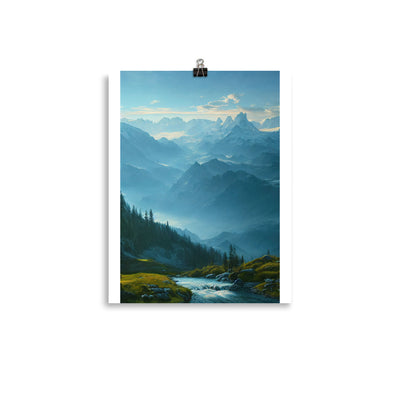 Gebirge, Wald und Bach - Premium Poster (glänzend) berge xxx 27.9 x 35.6 cm