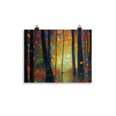 Wald voller Bäume - Herbstliche Stimmung - Malerei - Premium Poster (glänzend) camping xxx 27.9 x 35.6 cm