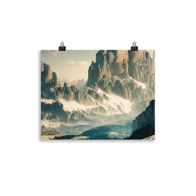 Dolomiten - Landschaftsmalerei - Premium Poster (glänzend) berge xxx 27.9 x 35.6 cm