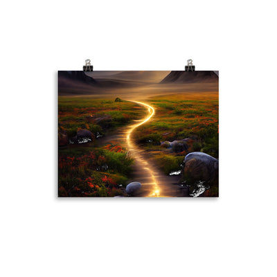 Landschaft mit wilder Atmosphäre - Malerei - Premium Poster (glänzend) berge xxx 27.9 x 35.6 cm