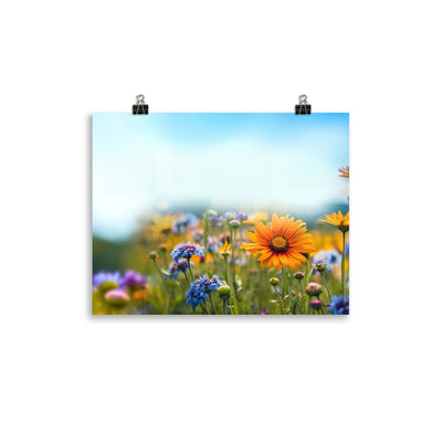 Foto von Blumen im Sonnenschein - Nahaufnahme - Premium Poster (glänzend) camping xxx 27.9 x 35.6 cm