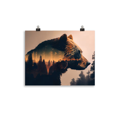 Bär und Bäume Illustration - Premium Poster (glänzend) camping xxx 27.9 x 35.6 cm