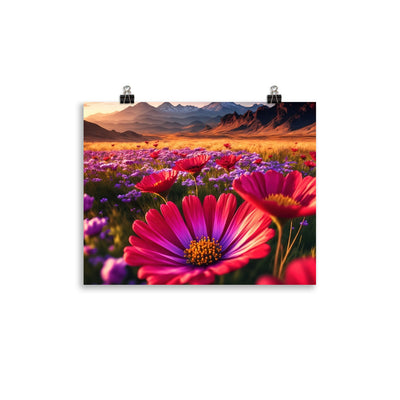 Wünderschöne Blumen und Berge im Hintergrund - Premium Poster (glänzend) berge xxx 27.9 x 35.6 cm