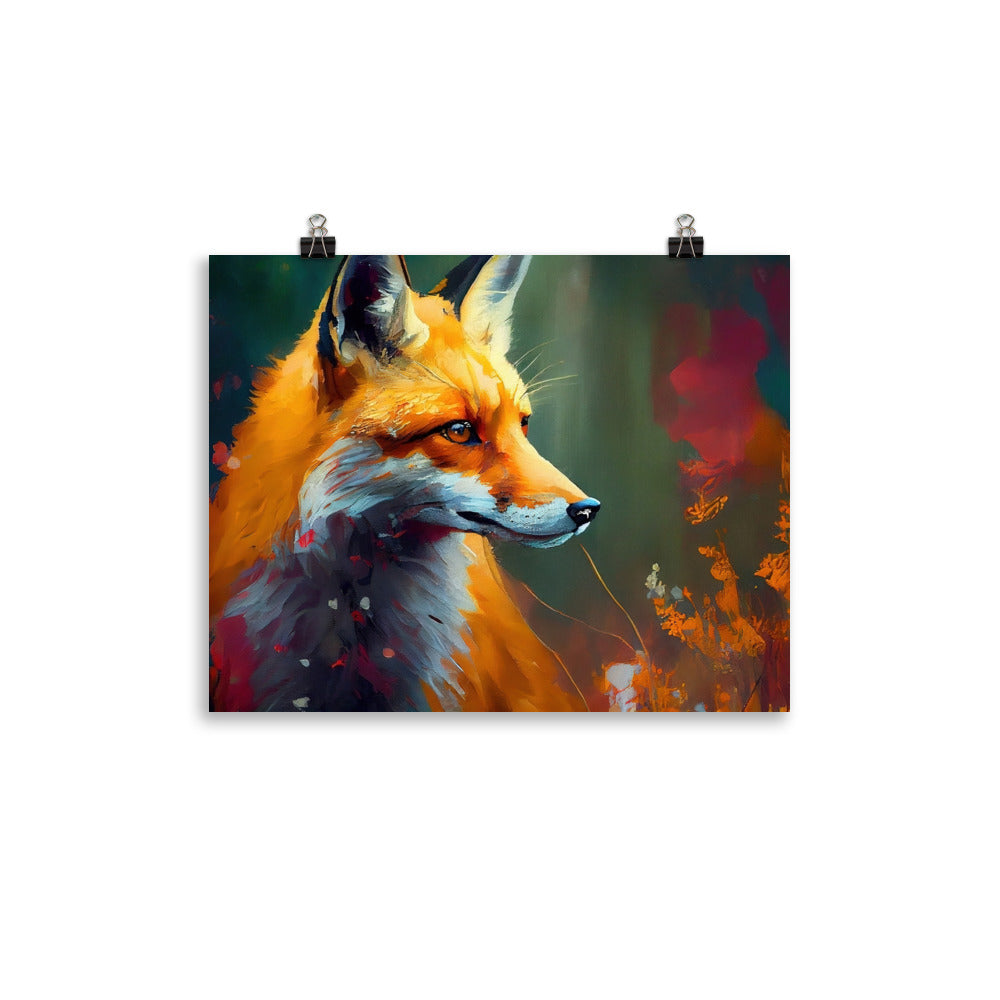 Fuchs - Ölmalerei - Schönes Kunstwerk - Premium Poster (glänzend) camping xxx 27.9 x 35.6 cm