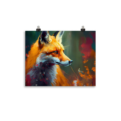 Fuchs - Ölmalerei - Schönes Kunstwerk - Premium Poster (glänzend) camping xxx 27.9 x 35.6 cm