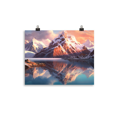 Berg und Bergsee - Landschaftsmalerei - Premium Poster (glänzend) berge xxx 27.9 x 35.6 cm
