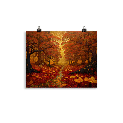 Wald im Herbst und kleiner Bach - Premium Poster (glänzend) camping xxx 27.9 x 35.6 cm
