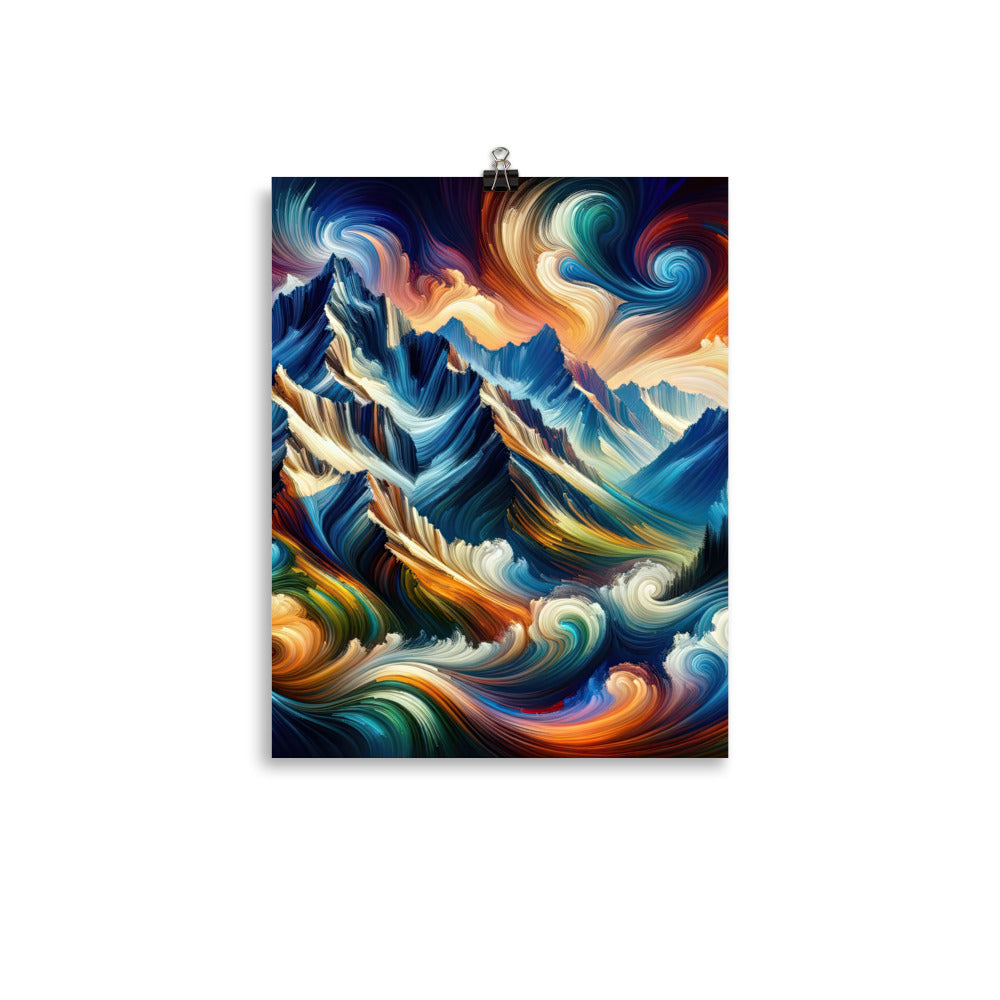 Abstrakte Kunst der Alpen mit lebendigen Farben und wirbelnden Mustern, majestätischen Gipfel und Täler - Premium Luster Photo Paper berge xxx yyy zzz 27.9 x 35.6 cm