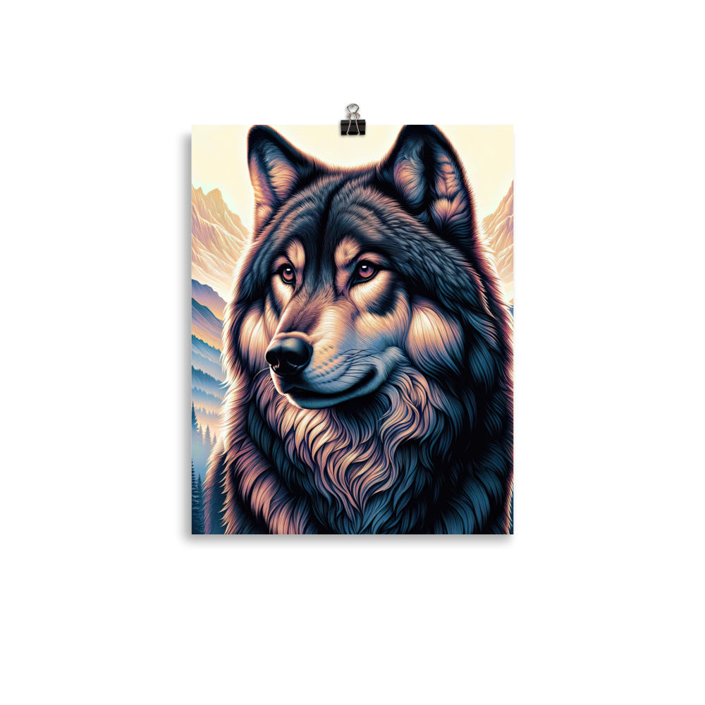 Majestätischer, glänzender Wolf in leuchtender Illustration (AN) - Premium Poster (glänzend) xxx yyy zzz 27.9 x 35.6 cm
